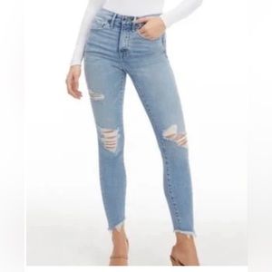 GOOD AMERICAN Womens 0/25 Distressed Good Legs Crop Side Step Skinny Jeans NEW